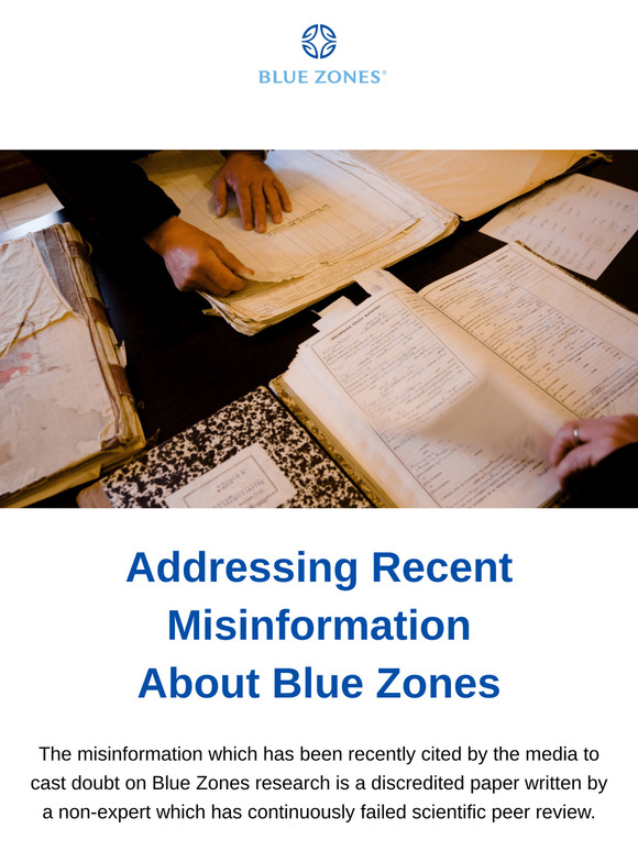 Addressing recent misinformation about Blue Zones