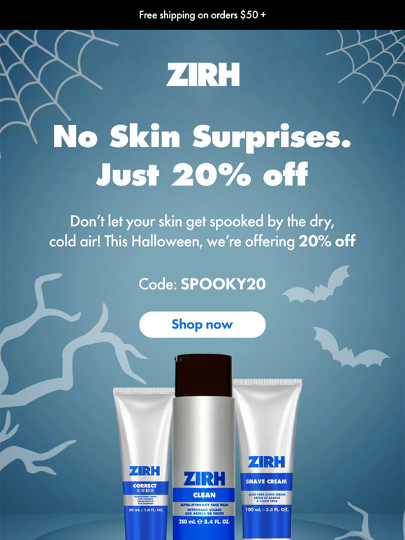 Frightfully Good Skin – 20% Off ZIRH Essentials! 🎃