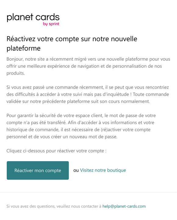 Réactivez votre compte sur notre nouvelle plateforme