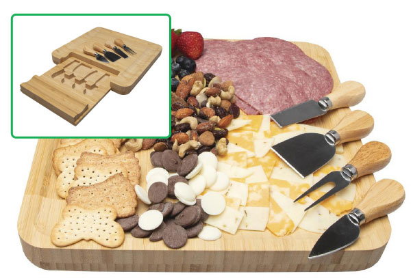 Bamboo Charcuterie Cheese Board and Knife Set
