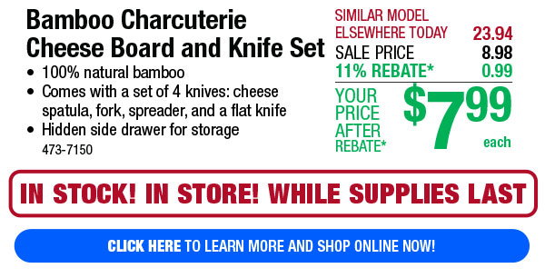Bamboo Charcuterie Cheese Board and Knife Set - Click Here!