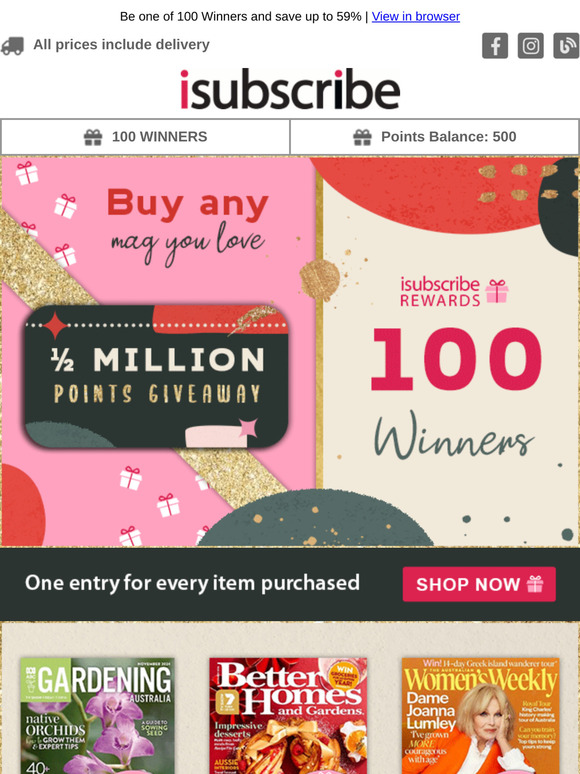 —, Win Big in the ½ MILLION Points Giveaway