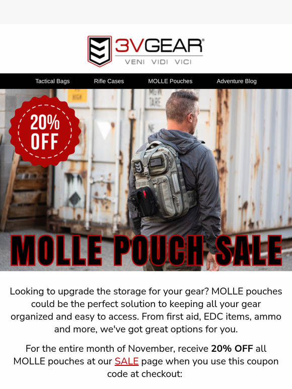 More Storage With 3V Gear's MOLLE Pouches