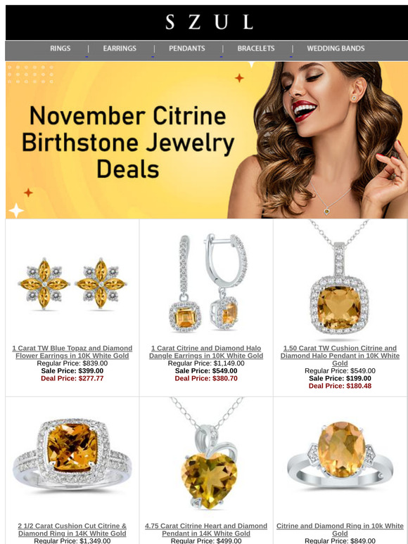 November Citrine Birthstone Jewelry Deals