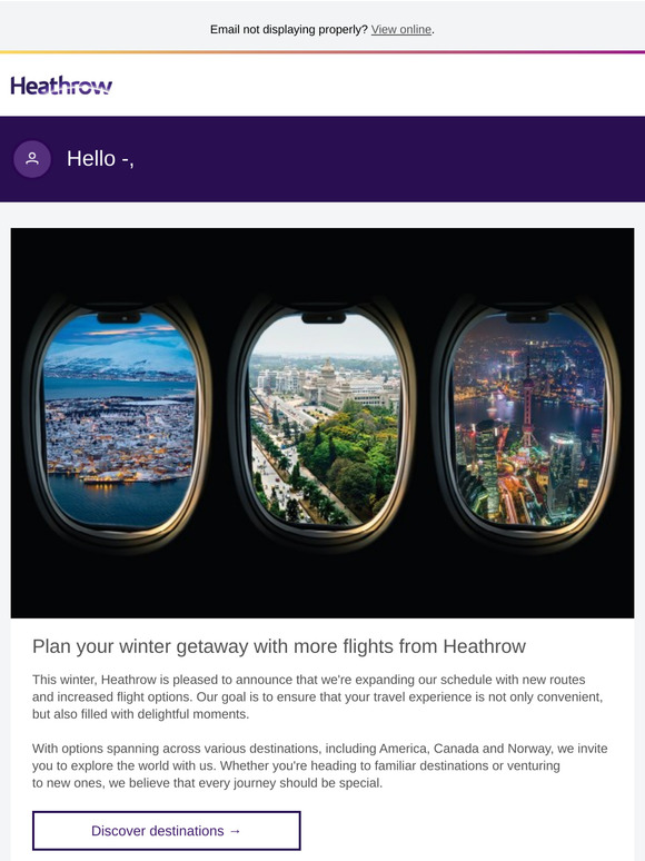 Plan your winter getaway with more flights from Heathrow