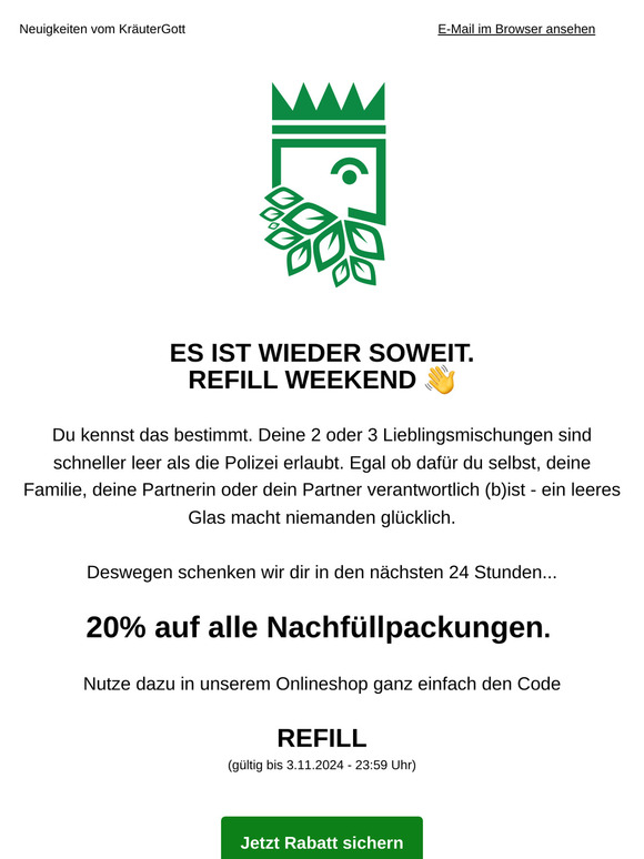 Refill Weekend 💚 -20% auf alle Nachfüllpackungen