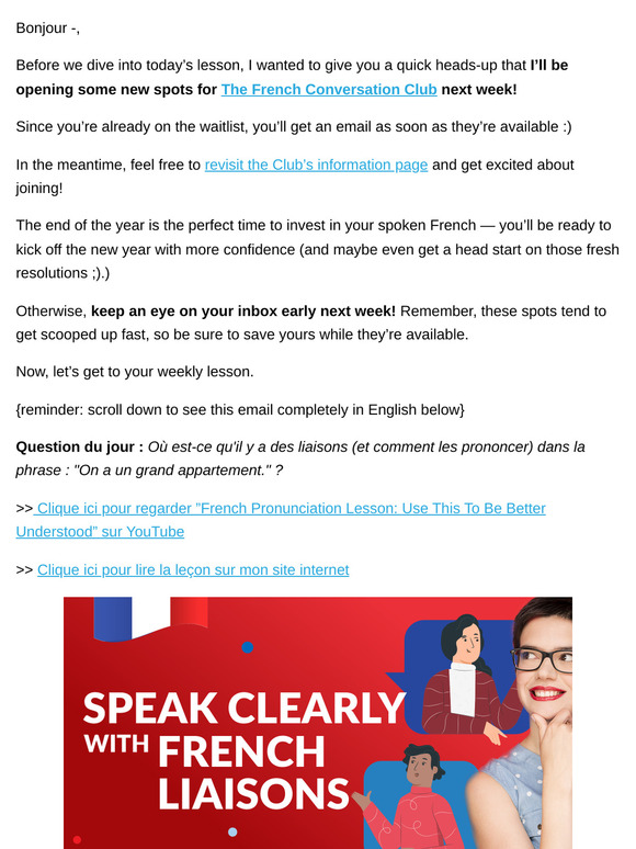 🇫🇷 Heads up for next week 📅 +  Struggling to be understood in French? 😫 [Weekly lesson]