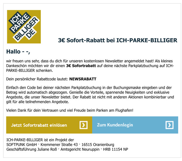 3€ Sofort-Rabatt bei ICH-PARKE-BILLIGER