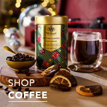 Shop Coffee text overlays image of cafetiere