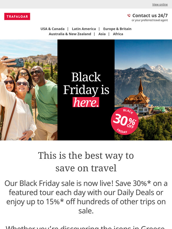 Trafalgar Tours Unlock your Black Friday Now! Milled