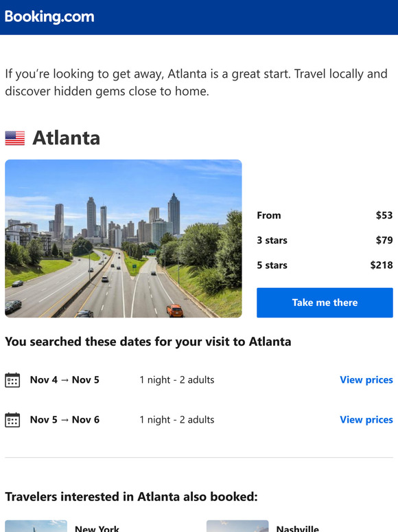 Don’t forget your search for Atlanta – prices as low as $53!