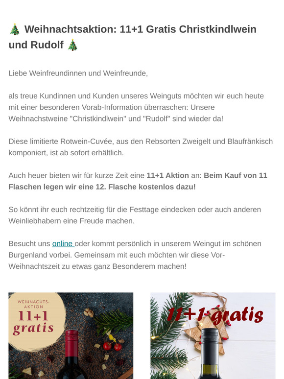 Weihnachtsweine - Christkindlwein und Rudolf ab sofort erhältlich