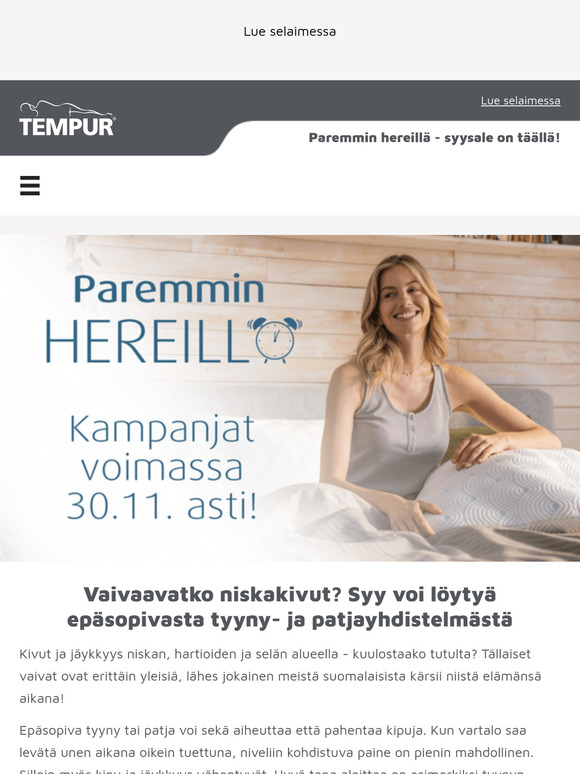 TEMPUR Ombracio -tyyny nyt vain 199 € 😍 | Tilaa paremmat unet suoraan kotiovellesi 📦