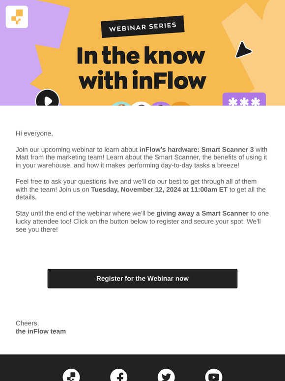 Webinar Sign up (1 Week Reminder) |  inFlow: Smart Scanner 3 with Matt