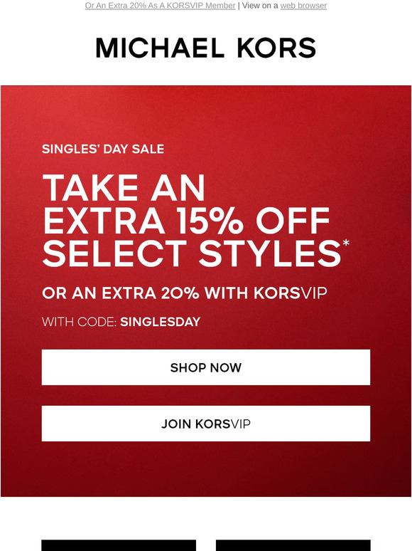 Michael kors 15 off discount
