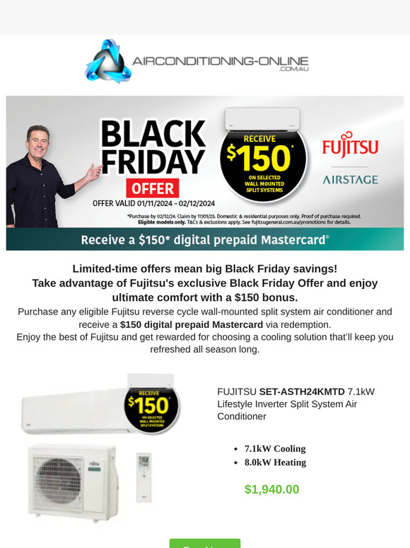 Exclusive Black Friday Savings on Fujitsu Split System Air Conditioners