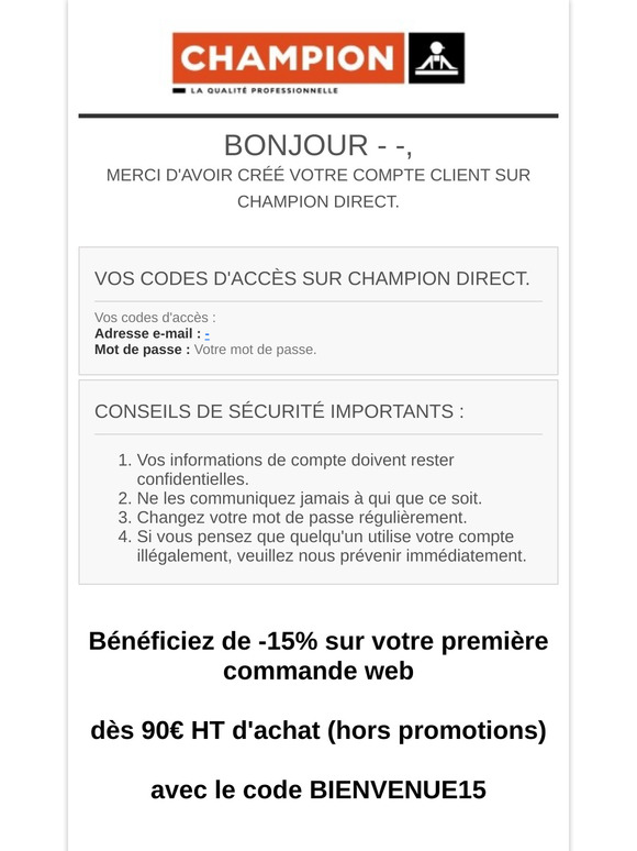 [Champion Direct] Inscription Pro!