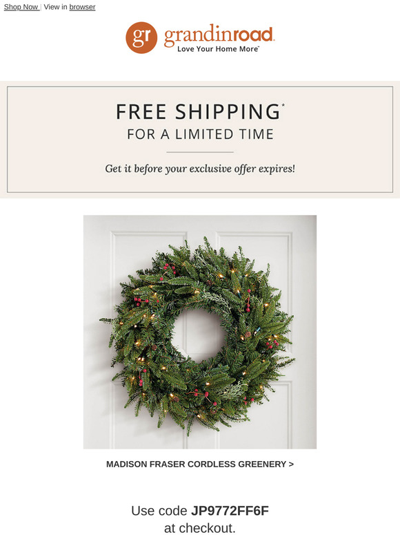 Grandin Road: FREE SHIPPING just for you Milled