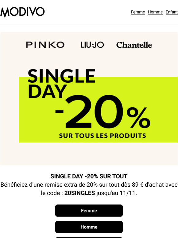 🔴 SINGLE DAY -20% SUR TOUT