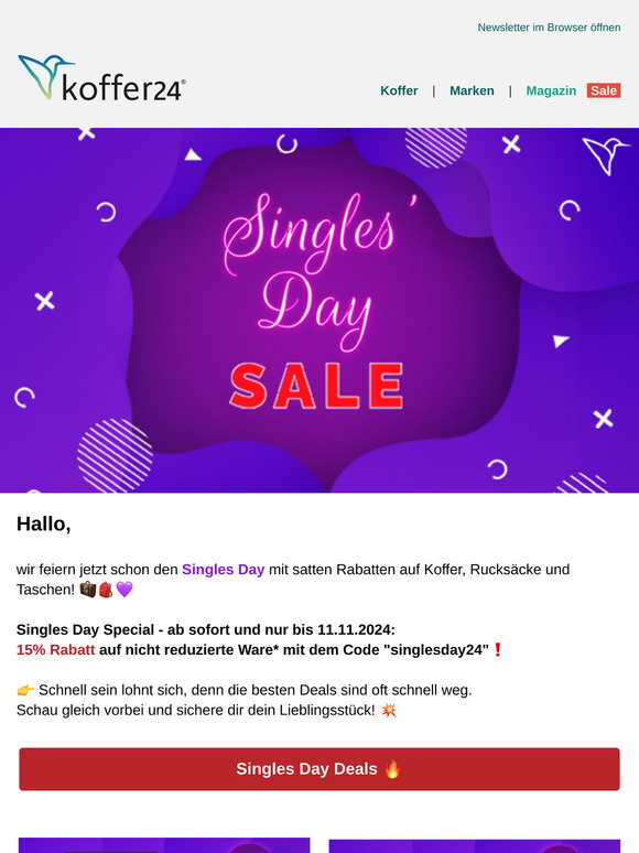 🔥 Singles Day Special - bis zu 57% sparen! 💜