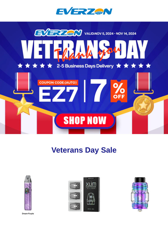 Veterans Day Sale Now Live: 7% OFF Sitewide Your Purchase!