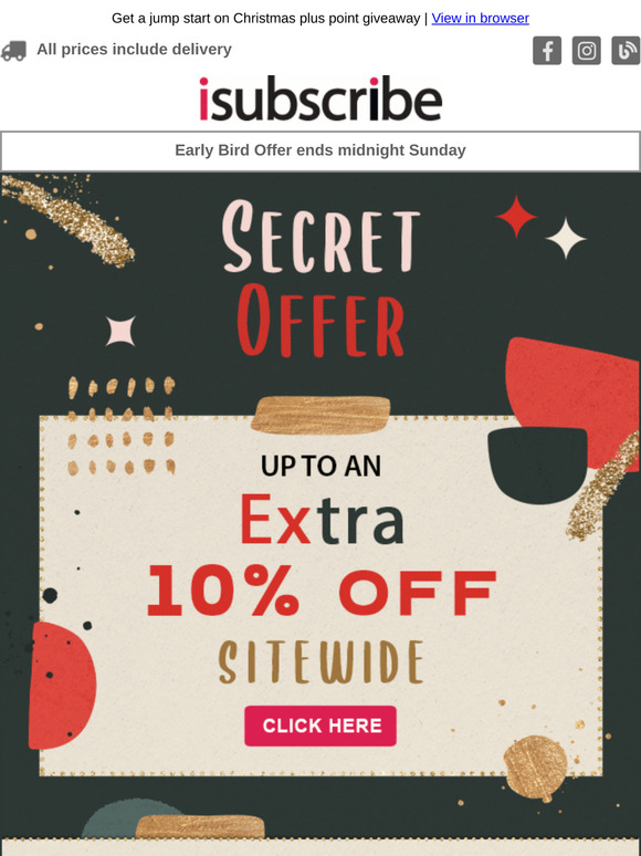 Up to an Extra 10% off sitewide. Hurry, ends soon.