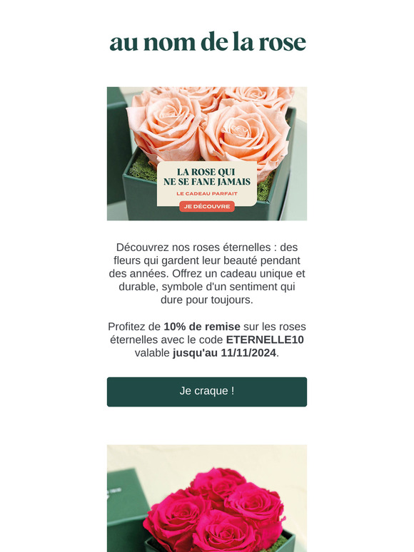Nos roses éternelles, un cadeau qui dure