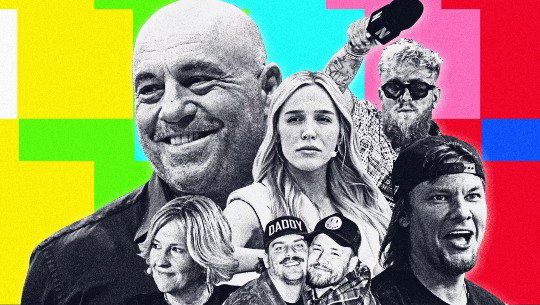 A photo montage includes Joe Rogan and Alex Cooper