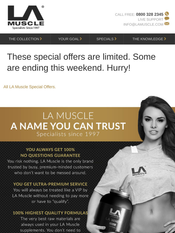 Latest LA Muscle Special offers, some expiring this weekend