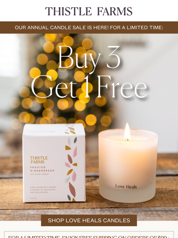 Buy 3 Get 1 FREE on Love Heals Candles 💜