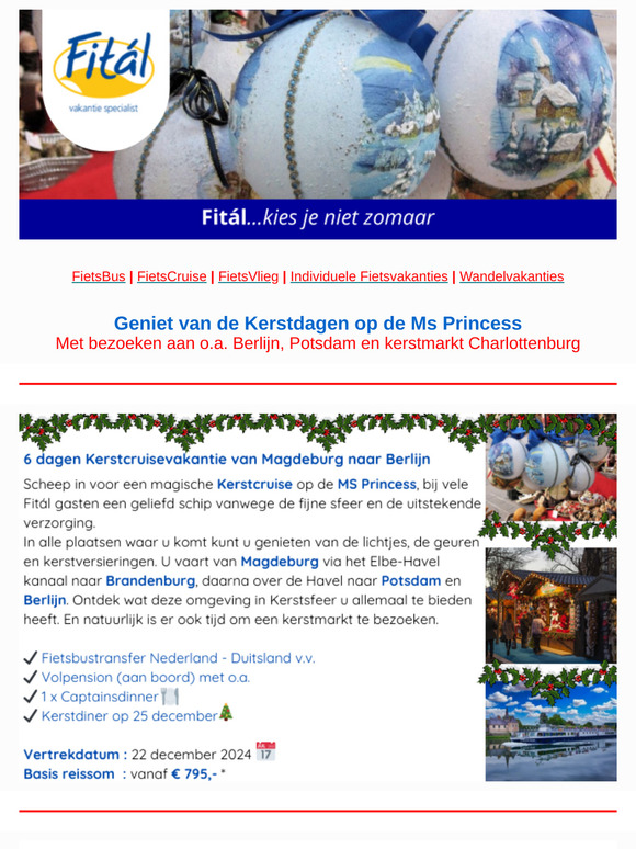 Vaart u mee met onze Kerstcruise van Magdeburg naar Berlijn?