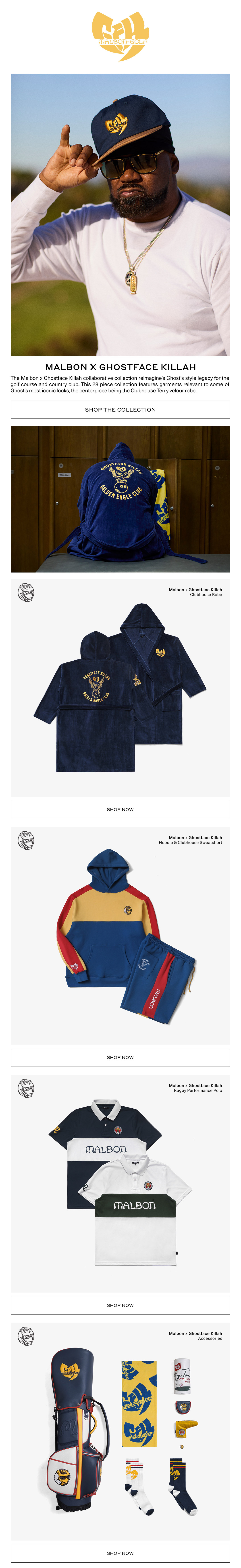 【MALBON】[GHOSTFACE KILLAH] Club House Robe ■MAN Malbon Golf: Malbon x Ghostface Killah | Milled