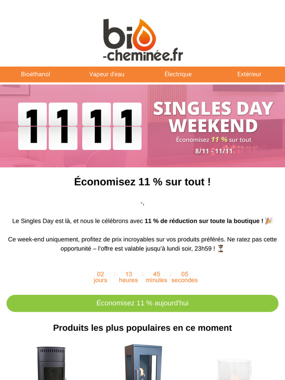 Économisez 11 % sur tout – Offre valable uniquement jusqu'à lundi !🔥
