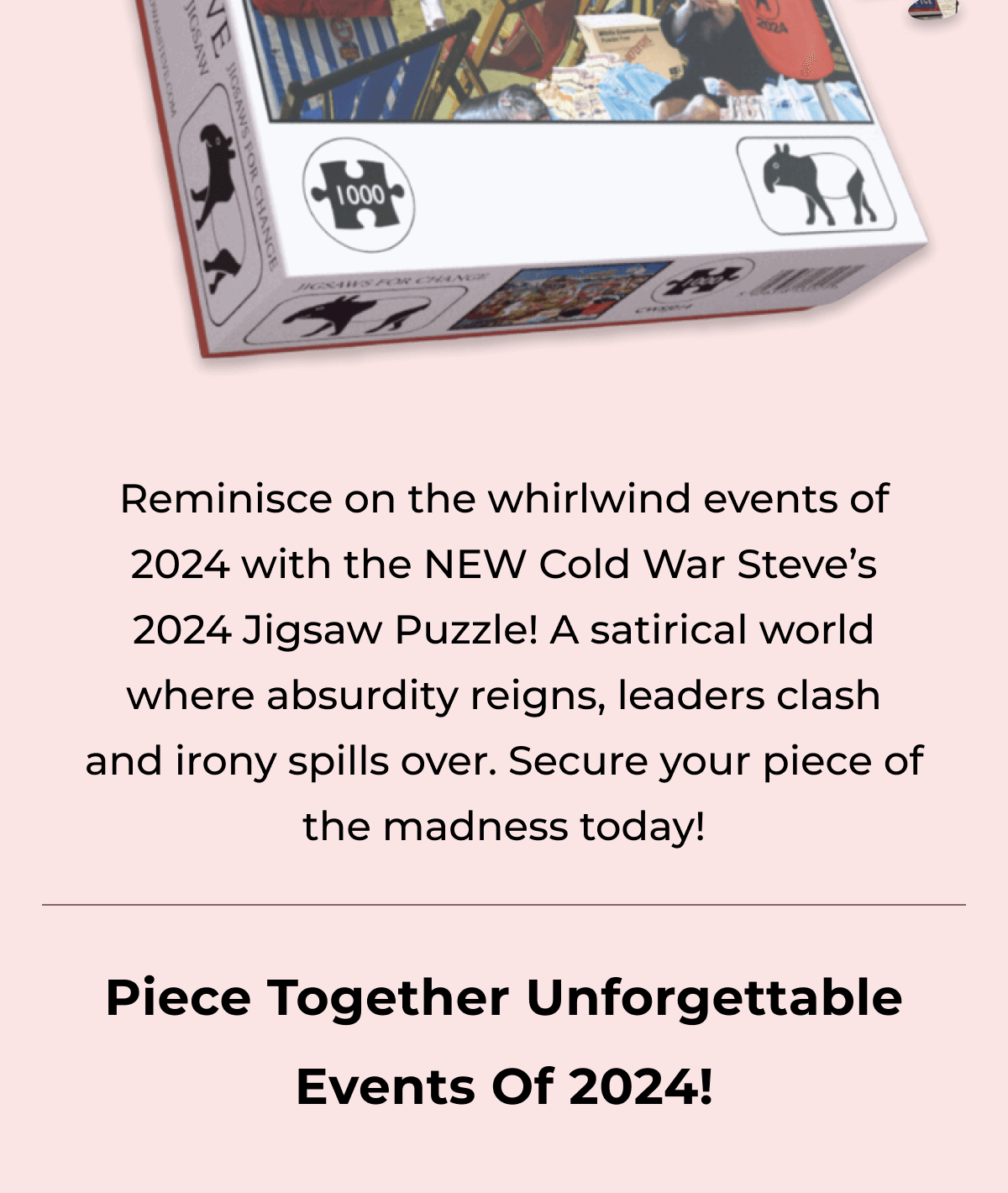 Reminisce on the whirlwind events of 2024! Pre-order Cold War Steve’s latest and dive into a satirical world where absurdity reigns, leaders clash and irony spills over. Secure your piece of the madness today!