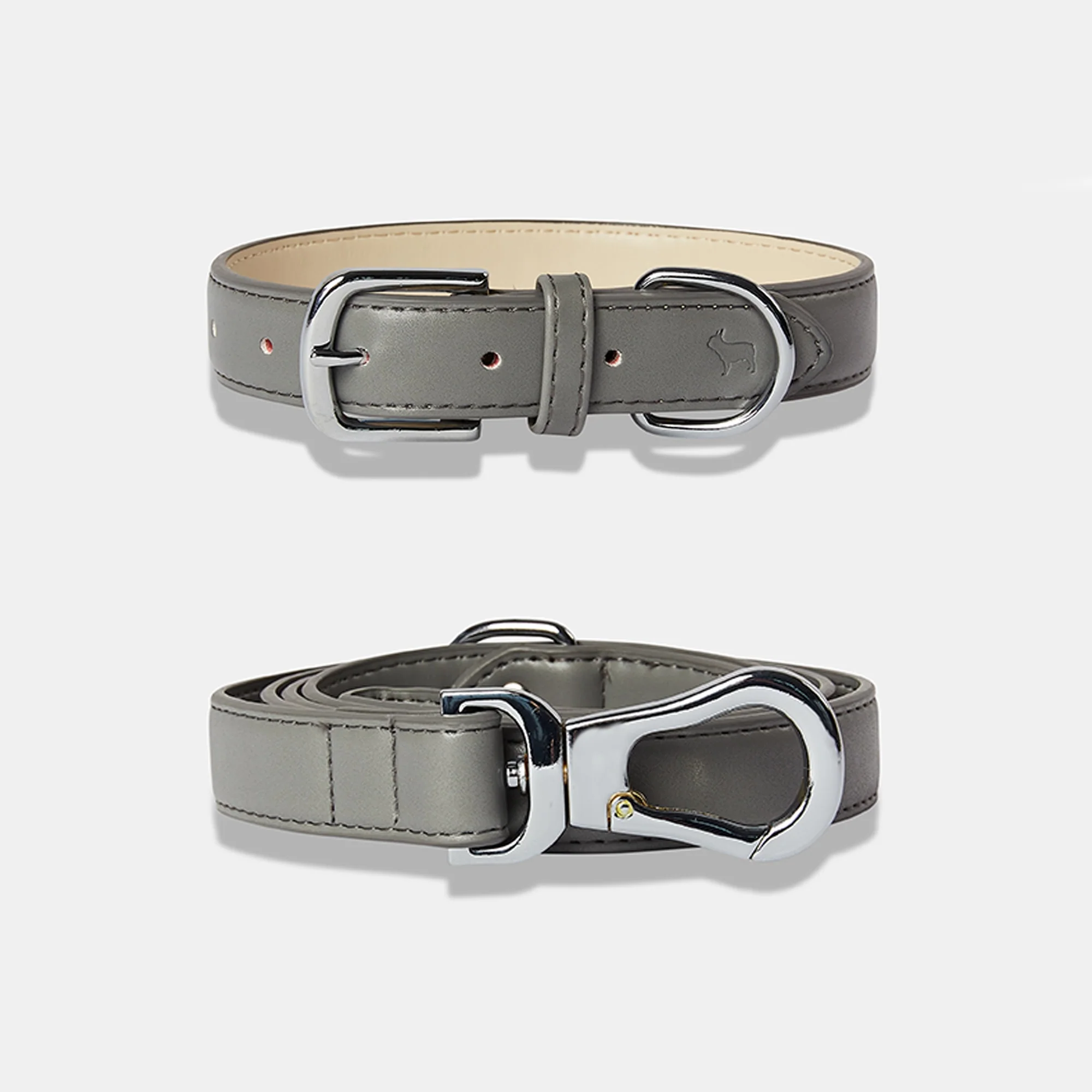 Image of Ash Grey Dog Collar & Lead Set