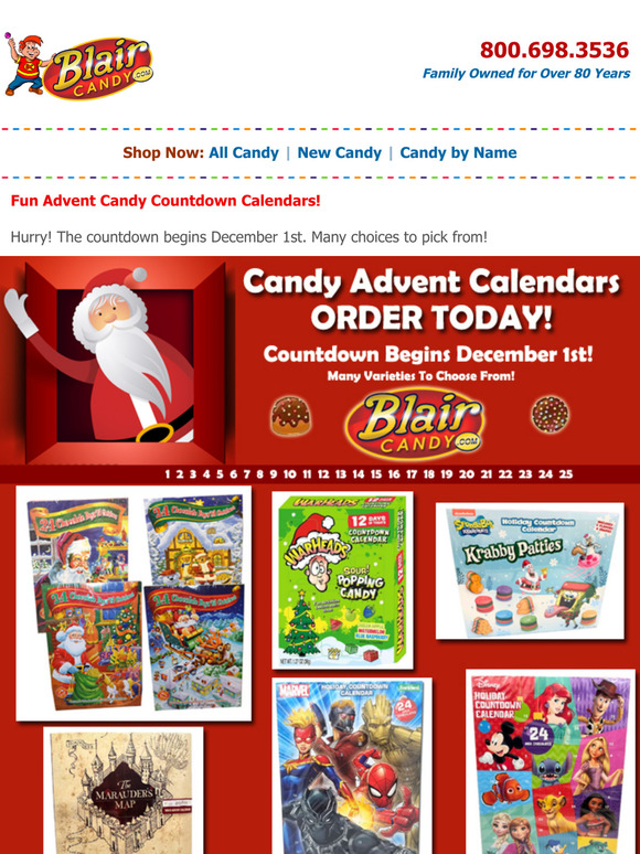 Advent Candy Calendars Now Shipping!