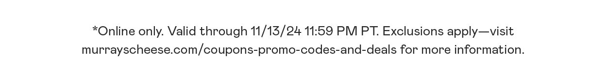Murray's Early Black Friday Sale Disclaimer