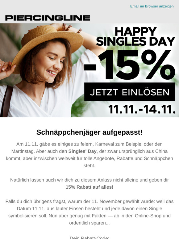 15% Rabatt - Happy Singles' Day!