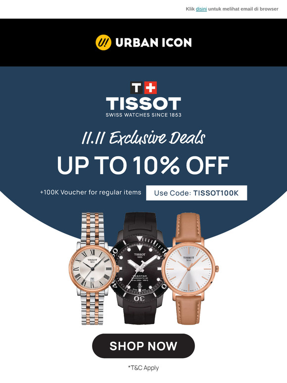 Today Only! Tissot 10% Off + 100K Voucher – Use Code TISSOT100K