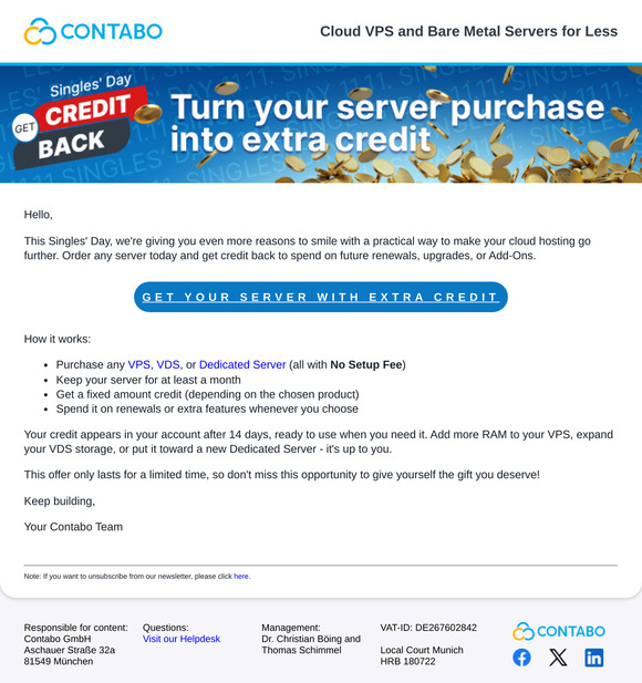 Turn your server purchase into extra credit this Singles' Day