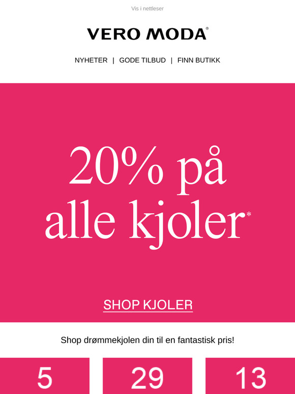 20 % på alle kjoler utløper ved midnatt! ⏳