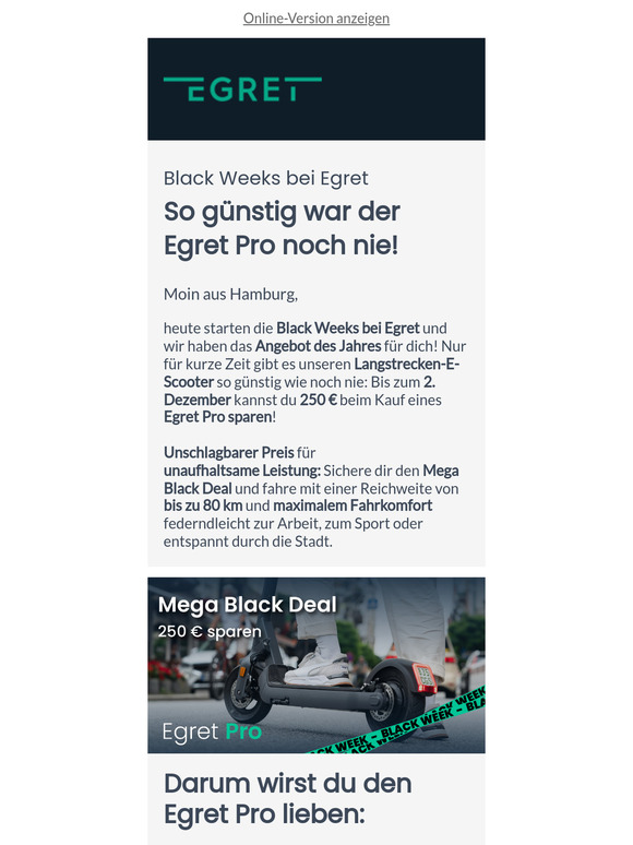 Die Black Weeks bei Egret starten jetzt!