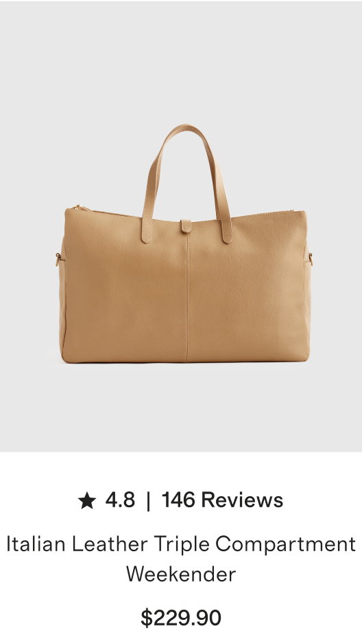 Italian Leather Triple Compartment Weekender