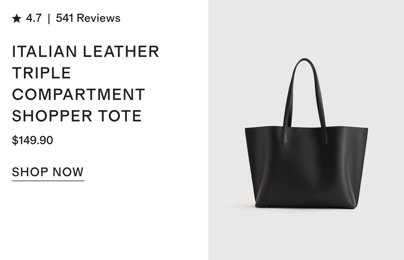 Italian Leather Triple Compartment Shopper Tote