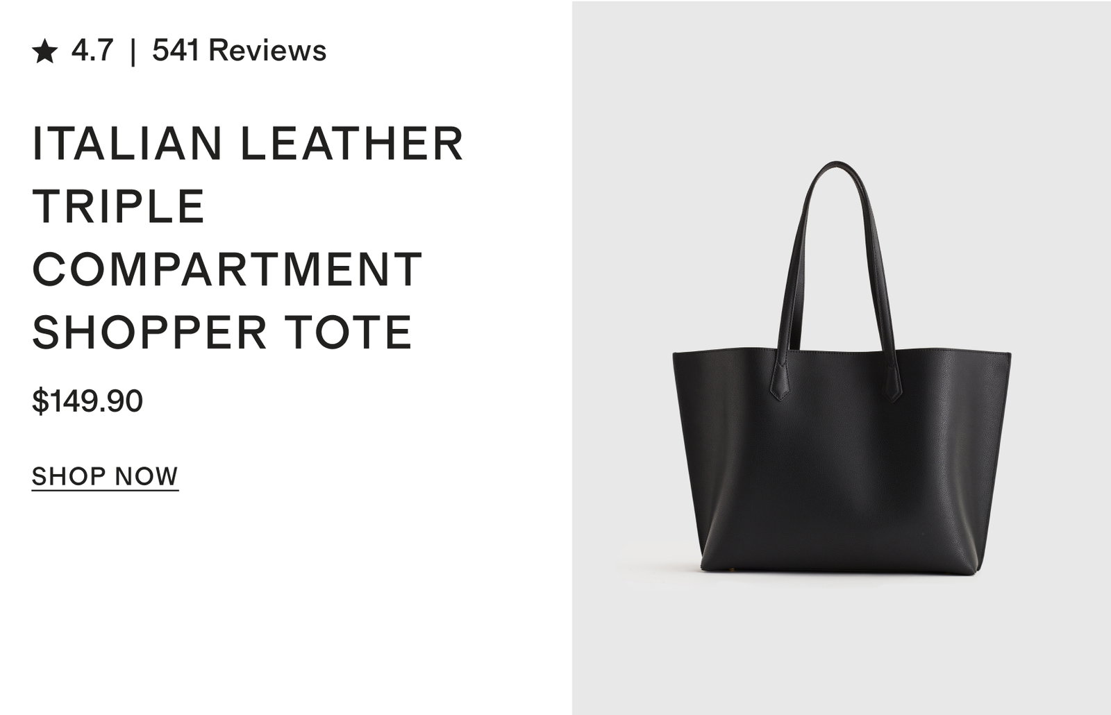 Italian Leather Triple Compartment Shopper Tote