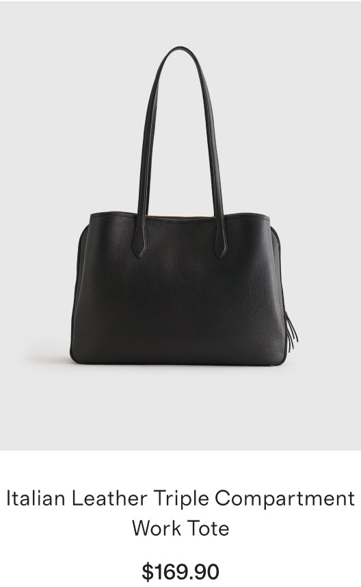 Italian Leather Triple Compartment Work Tote