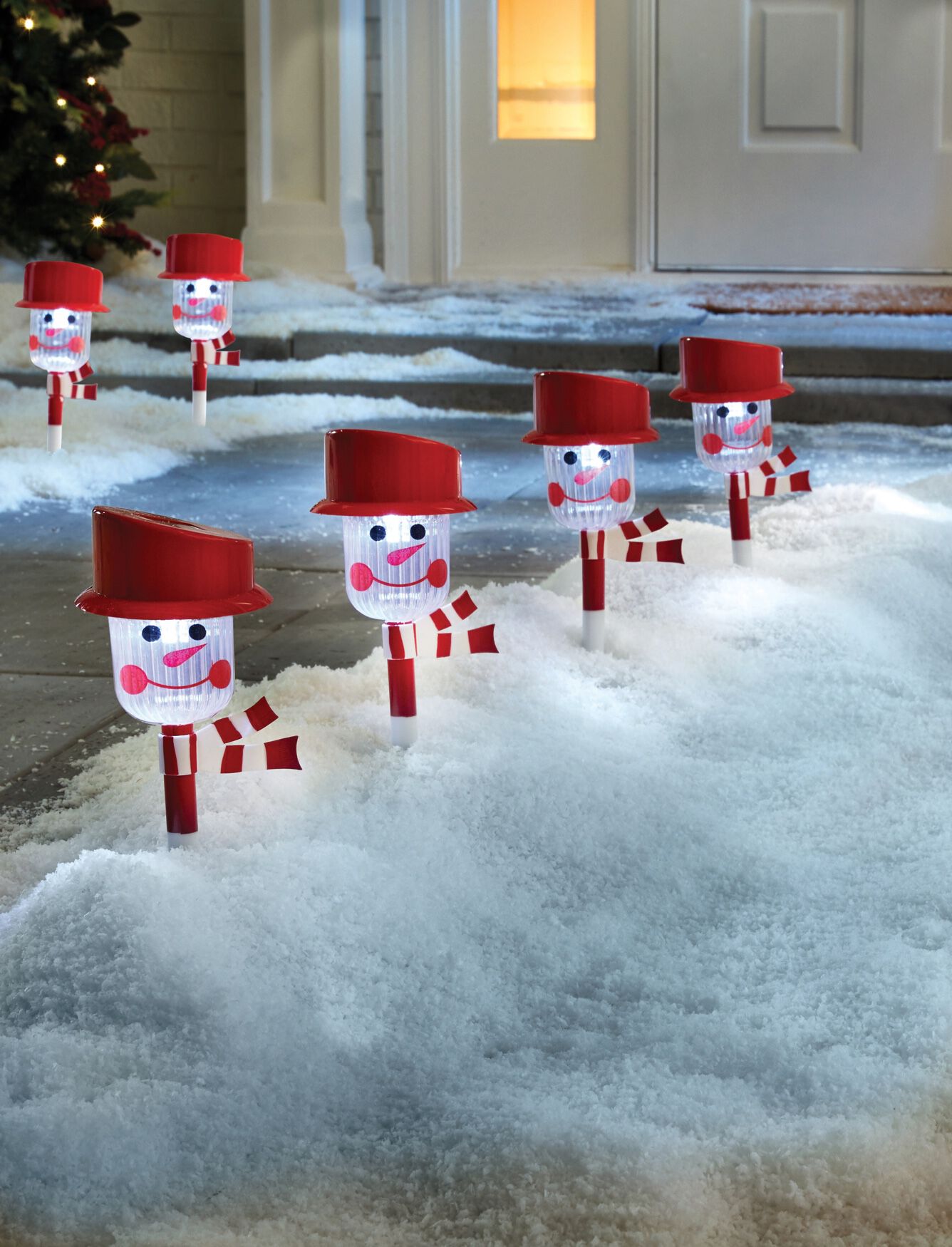Snowman Solar Pathway Light Stakes Set of ﻿