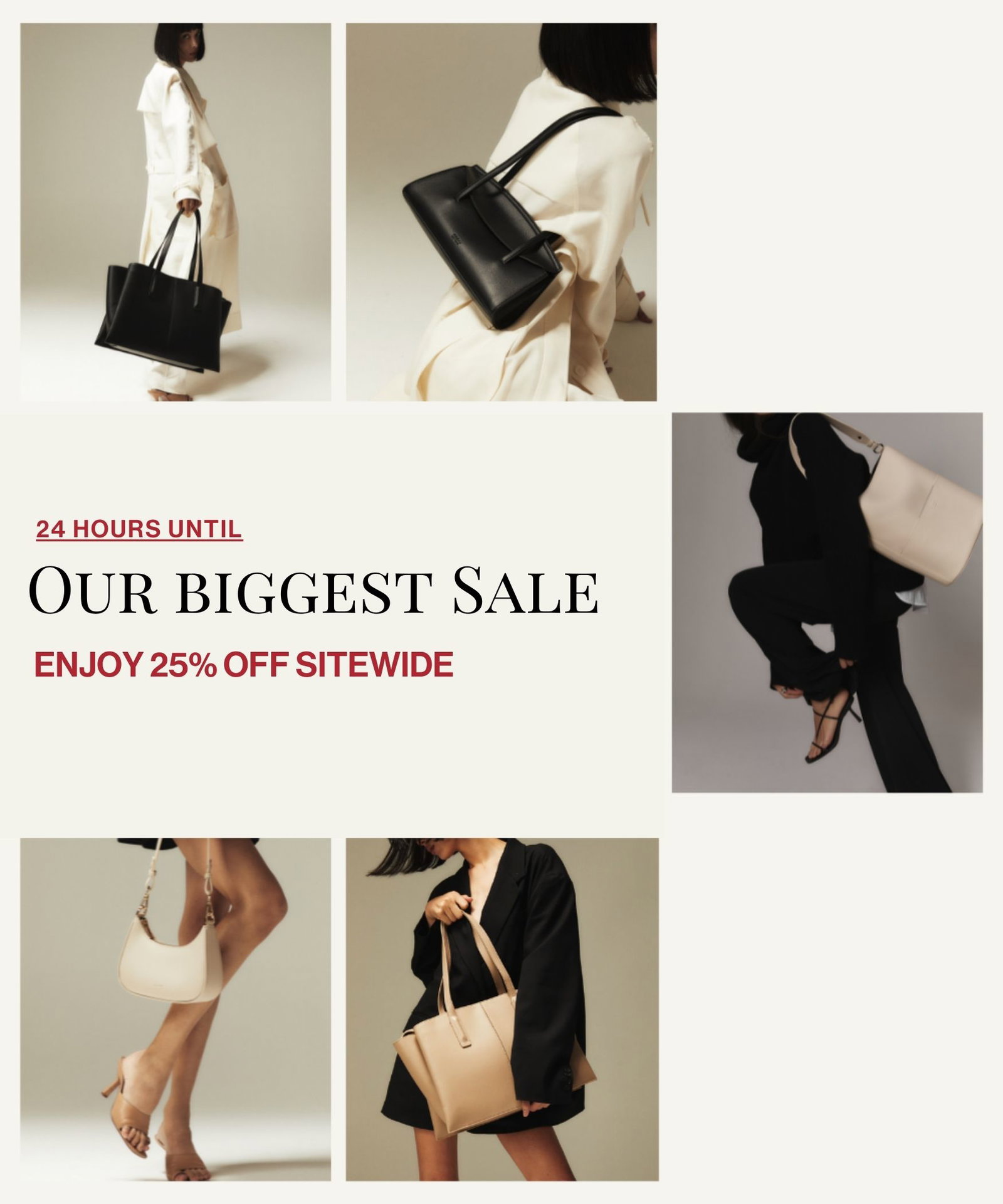 24 hours until - Our biggest sale 25% off sitewide