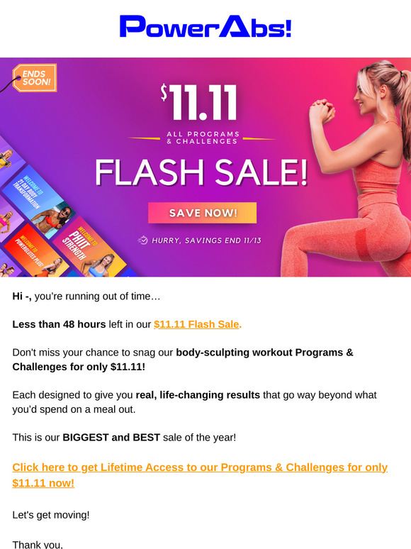 ⏳ Less than 48 hours: $11.11 Programs & Challenges are almost gone...