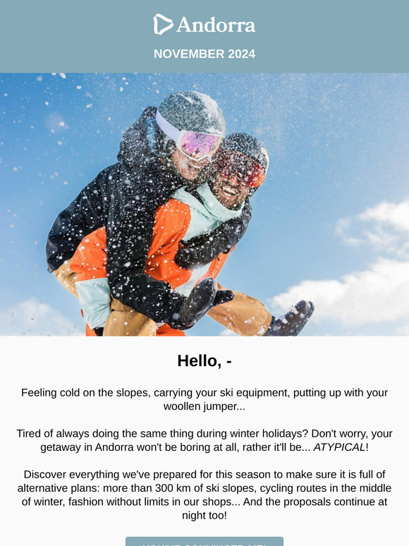 Andorra awaits you with the most atypical winter plans! 🎅​❄️​⛷️​🧘‍♀️